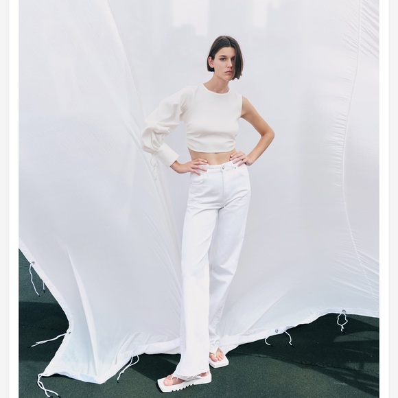 Zara white top with one sleeve - Picture 4 of 6